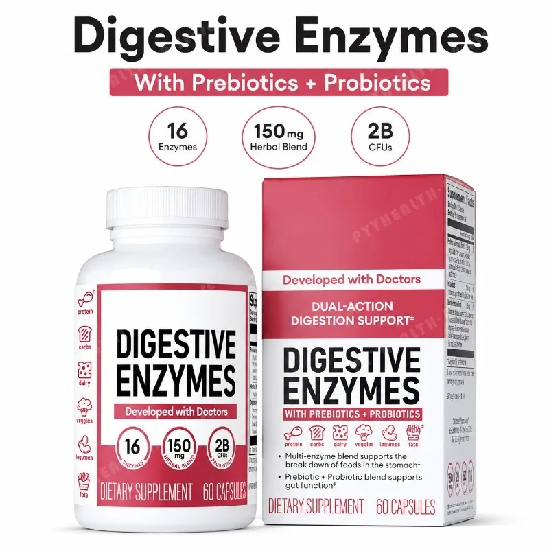 Digestive Enzyme Blend - Digestive Enzymes Supplement 60 Capsules Prebiotic