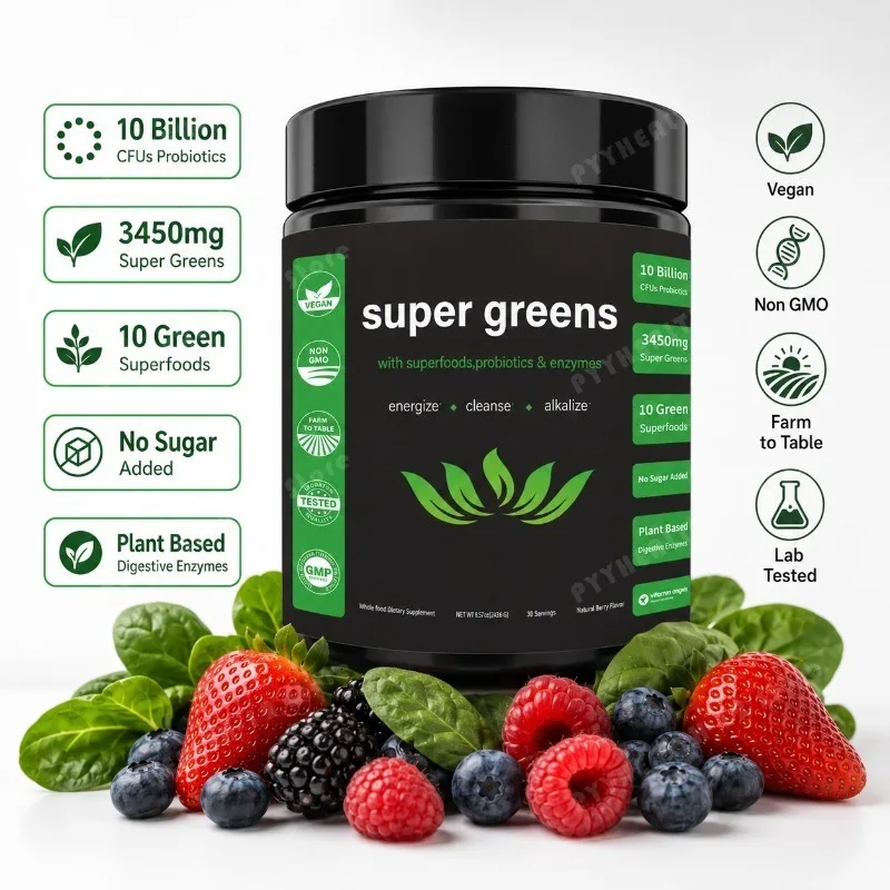 Digestive Enzyme Blend - Super Greens Powder with Fruits Veggies
