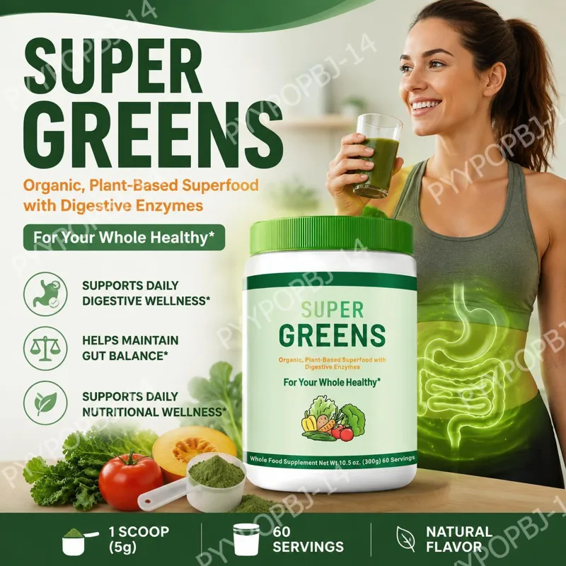 Digestive Enzyme Blend - Super Greens Powder Organic Plant-Based Whole