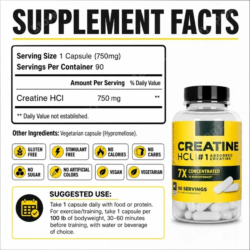 Creatine HCl 750mg 90 Capsules - Creatine Hcl Capsule 评论和价格