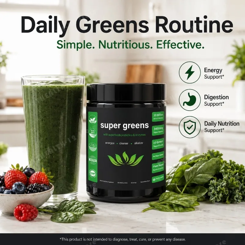 Super Greens Powder with Fruit - Digestive Enzyme Blend 评论和价格