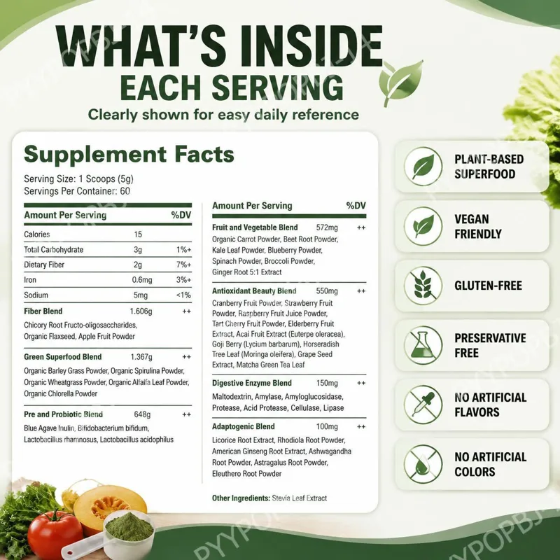 Super Greens Powder Organic Pl - Digestive Enzyme Blend 评论和价格